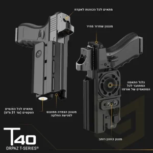 אורפז T40 נרתיק חיצוני לאקדחים עם כוונות - אמצעי תאורה - מנגנונים