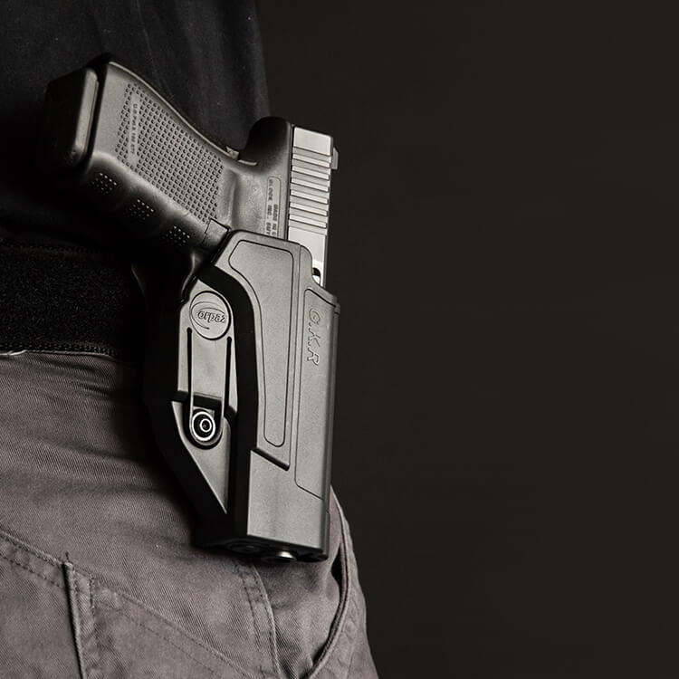 נרתיק אקדח C-Series עם מנגנון אבטחה Level II ופאדל חיצוני – ORPAZ תמונה להמחשה