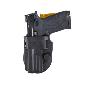 נרתיק לאקדח סמית' ווסון M&P EZ380 פנימי או חיצוני עם פאדל מאחור ואקדח להמחשה