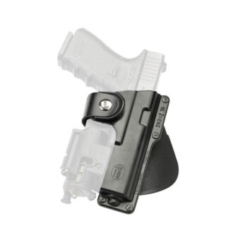 נרתיק לגלוק 17, גלוק 19 ו-31 המאפשר התקנת אמצעי תאורה או תוספים על גבי מסילת האקדח