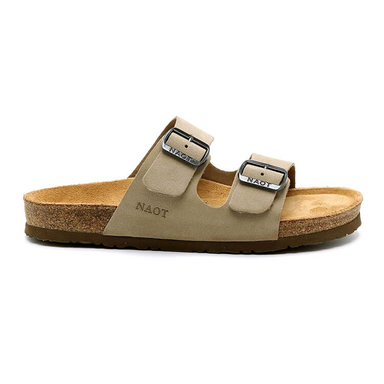 סנדלי טבע נאות לנשים דגם שחר צבע חום טבעי, זמש