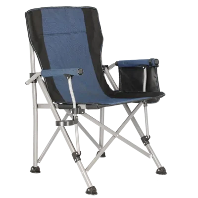 כיסא קמפינג מתקפל כחול על הצד השני