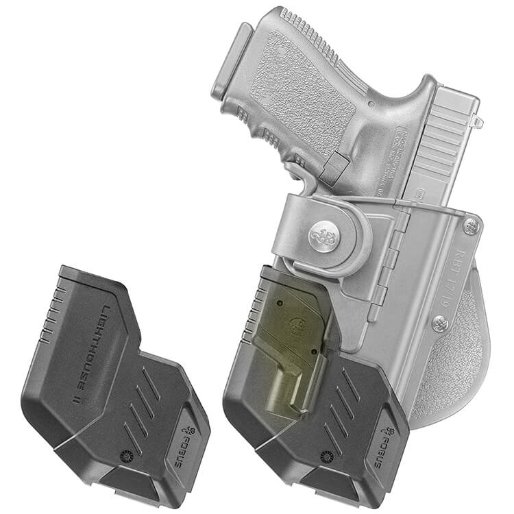 נרתיק לאקדח עם ציין לייזר או פנס של פובוס RBT 17 עם מכסים להגנה על האמצעים