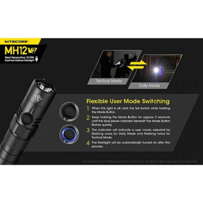 פנס טקטי נטען 1200 לומן, עד 1500 שעות עבודה – Nitecore