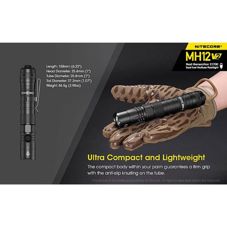 פנס טקטי נטען 1200 לומן, עד 1500 שעות עבודה – Nitecore