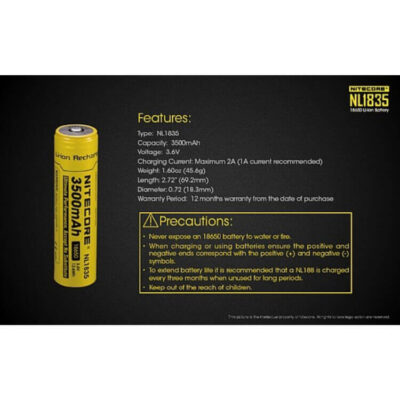 סוללת 18650 ליתיום נטענת 3500mAh של Nitecore