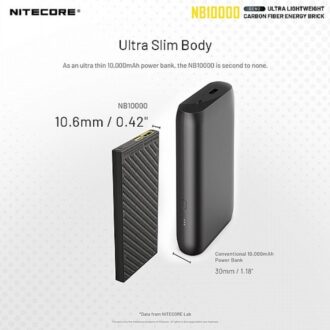 מטען נייד עם כניסות USB ו-USB-C בעצמה של 10,000mAh, טעינה מהירה – Nitecore מטען נייד עם כניסות USB ו-USB-C בעצמה של 10,000mAh, טעינה מהירה – Nitecore