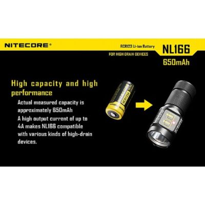 סוללת RCR123A ליתיום נטענת 650mAh של Nitecore