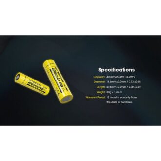 סוללת ליתיום חזקה נטענת 18650 4000mAh של Nitecore סוללת ליתיום חזקה נטענת 18650 4000mAh של Nitecore