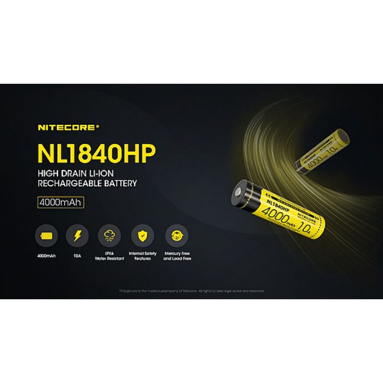 סוללת ליתיום נטענת 18650 4000mAh 10A של Nitecore