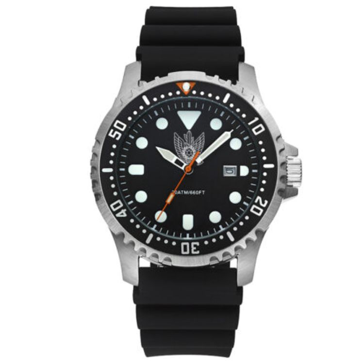 שעון לחיילים עם סמל חיל האוויר,עמיד במים עד 200 מ’ – אפור