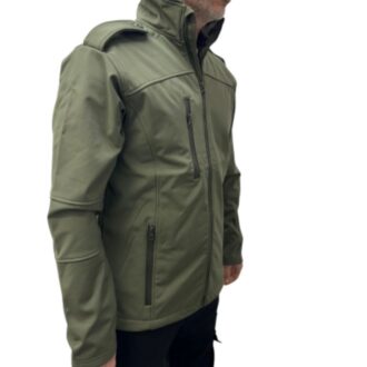 מעיל סופטשל ירוק עם כותפות - UNIDRESS